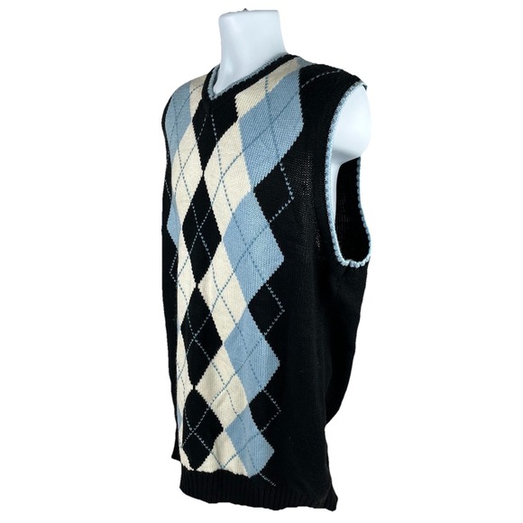 Dtek Jeans Vintage Y2K Argyle Sweater Vest Men's XL - Picture 3 of 6